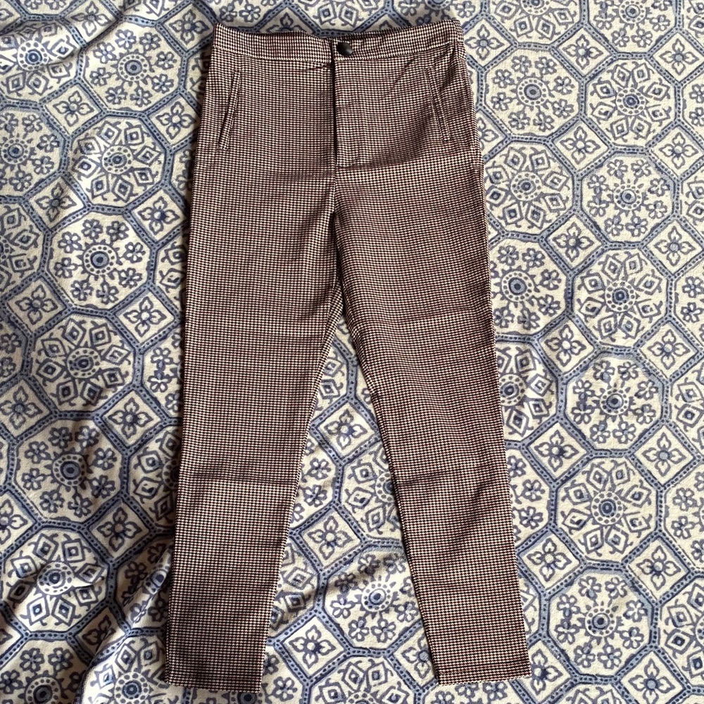 Zara Black & red Houndstooth Skinny Pants